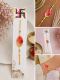 Patwa Orange Pink Floral Rakhi with Real Flower in Resin