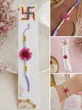 Patwa Pink Floral Rakhi with Pearl Beads