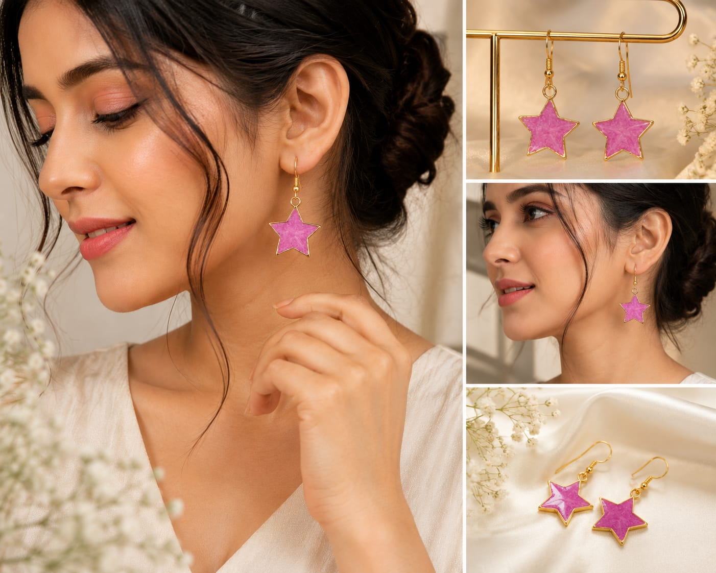 Pink Star Earrings — Dreamy Handcrafted Resin by Made By Heart